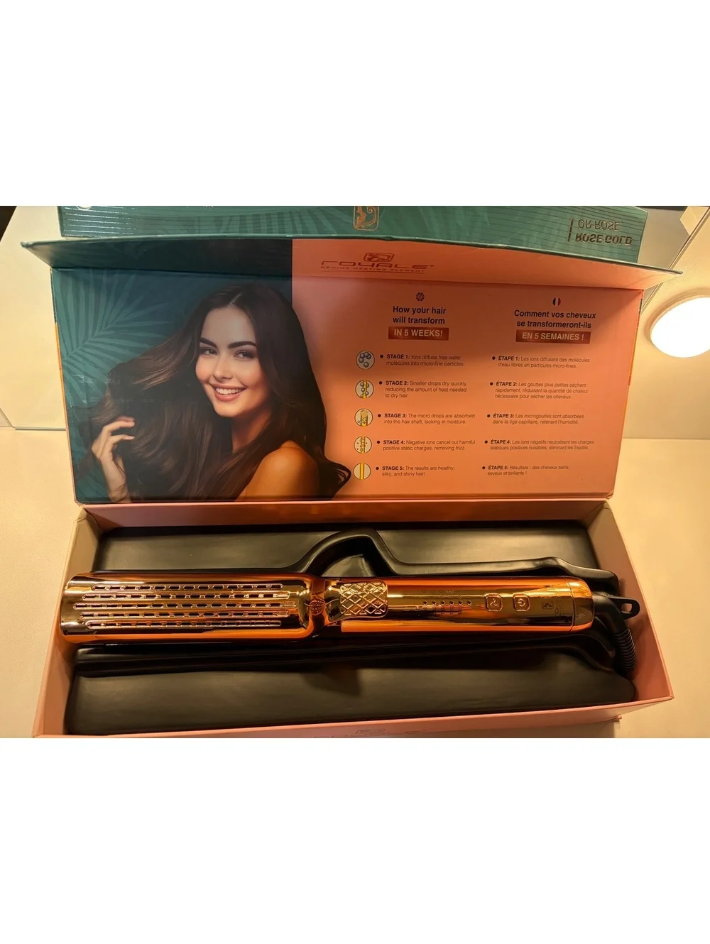 Royale Infra-Titanium Hair Styling Tool - Rose Gold Flat Iron